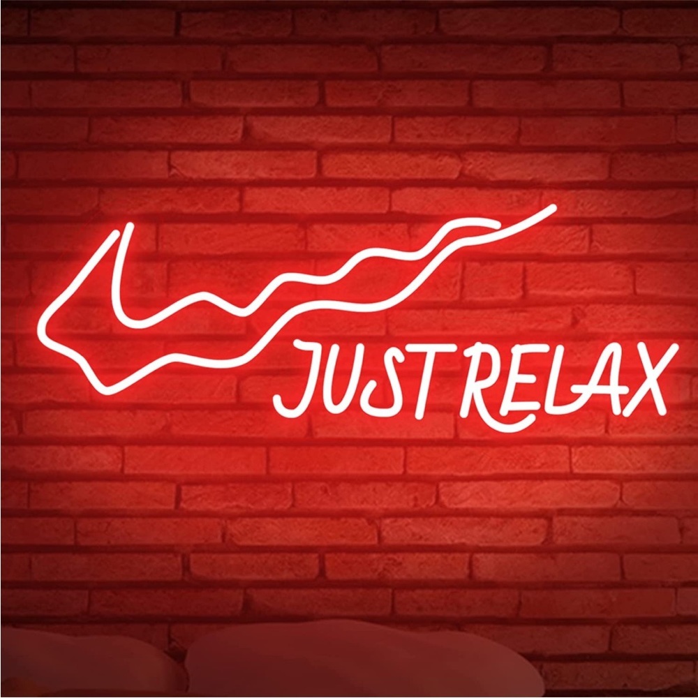 NIKE Just Relax Pink Neon Sign Retro 90’s Self Care Bedroom College Teen Decor - Picture 7 of 8